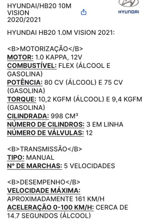HYUNDAI HB 20 Hatch 1.0 12V 4P FLEX VISION, Foto 10