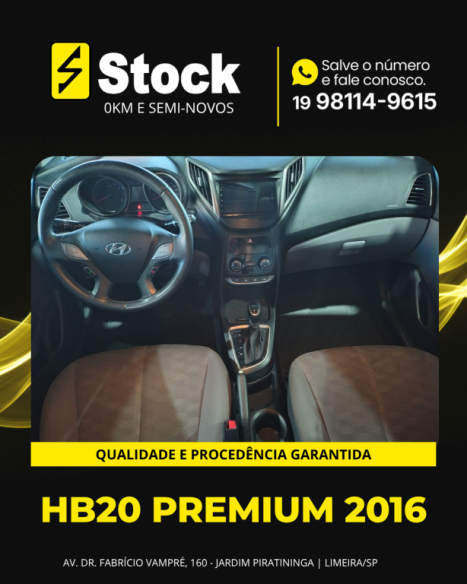 HYUNDAI HB 20 Sedan 1.6 16V 4P FLEX PREMIUM AUTOM�TICO, Foto 7