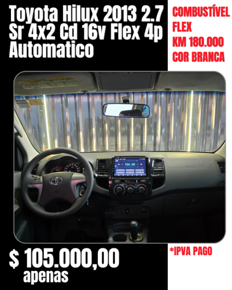 TOYOTA Hilux Caminhonete 2.7 16V 4P SR CABINE DUPLA AUTOMÁTICO, Foto 3
