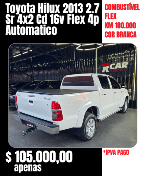 TOYOTA Hilux Caminhonete 2.7 16V 4P SR CABINE DUPLA AUTOMÁTICO, Foto 7