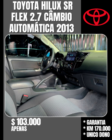 TOYOTA Hilux Caminhonete 2.7 16V 4P SR CABINE DUPLA AUTOMÁTICO, Foto 6