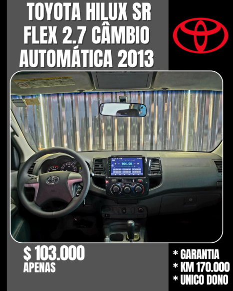 TOYOTA Hilux Caminhonete 2.7 16V 4P SR CABINE DUPLA AUTOMÁTICO, Foto 8