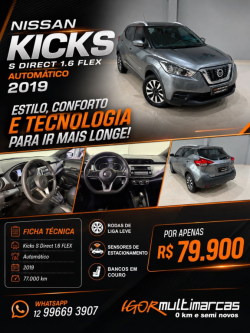 NISSAN Kicks 1.6 16V 4P FLEXSTART S DIRECT X-TRONIC AUTOM�TICO CVT