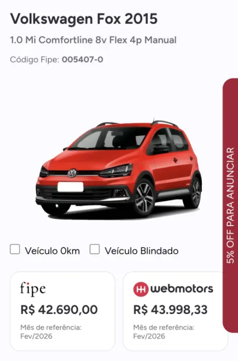 VOLKSWAGEN Fox 1.0 4P COMFORTLINE FLEX, Foto 10