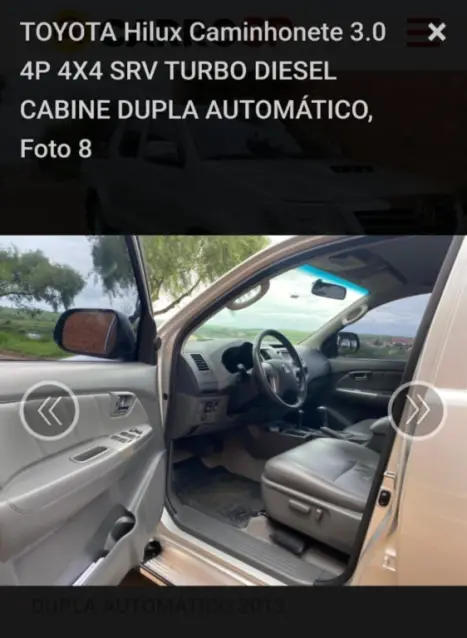 TOYOTA Hilux Caminhonete 3.0 4P 4X4 SRV TURBO DIESEL CABINE DUPLA AUTOM�TICO, Foto 8