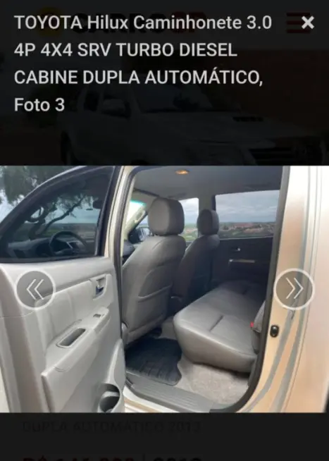 TOYOTA Hilux Caminhonete 3.0 4P 4X4 SRV TURBO DIESEL CABINE DUPLA AUTOM�TICO, Foto 10