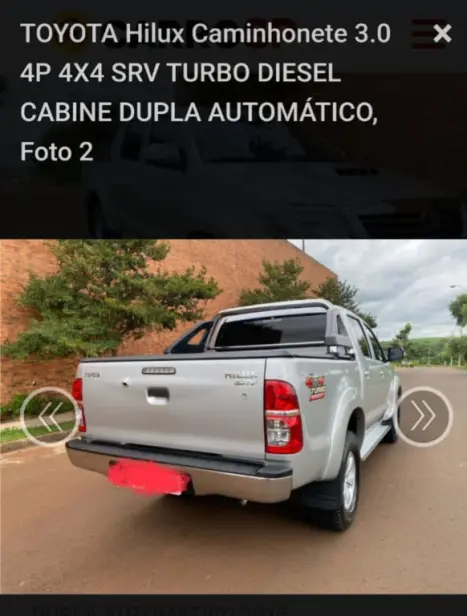 TOYOTA Hilux Caminhonete 3.0 4P 4X4 SRV TURBO DIESEL CABINE DUPLA AUTOM�TICO, Foto 11