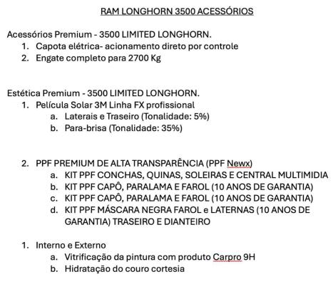 RAM 3500 6.7 I6 LIMITED LONG HORN CABINE DUPLA 4X4 TURBO DIESEL AUTOM�TICO, Foto 20