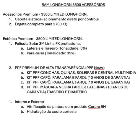 RAM 3500 6.7 I6 LIMITED LONG HORN CABINE DUPLA 4X4 TURBO DIESEL AUTOMTICO, Foto 20