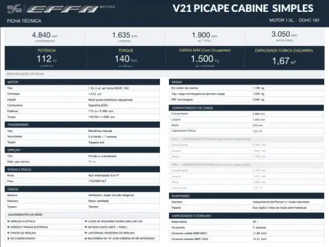EFFA MOTORS V21 Cabine Simples 1.5, Foto 14