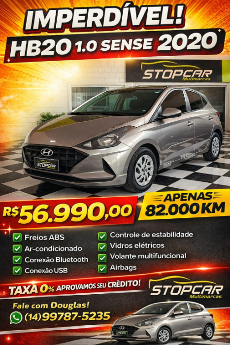 HYUNDAI HB 20 Hatch 1.0 12V 4P FLEX SENSE, Foto 7