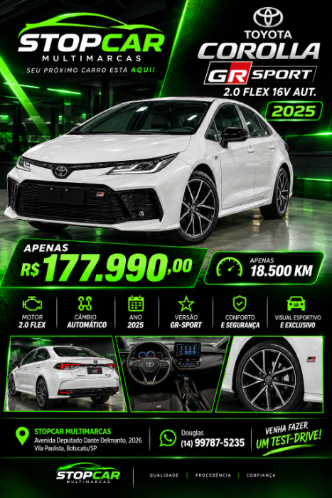 TOYOTA Corolla 2.0 16V 4P VVT-IE FLEX GR-S DIRECT SHIFT AUTOMÁTICO CVT, Foto 6