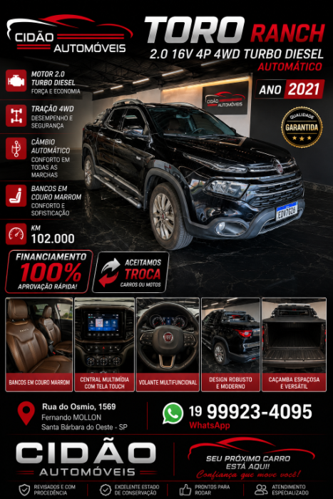 FIAT Toro 2.0 16V 4P 4WD RANCH TURBO DIESEL AUTOM�TICO, Foto 1