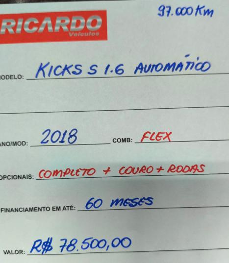 NISSAN Kicks 1.6 16V 4P FLEXSTART S DIRECT X-TRONIC AUTOMÁTICO CVT, Foto 10